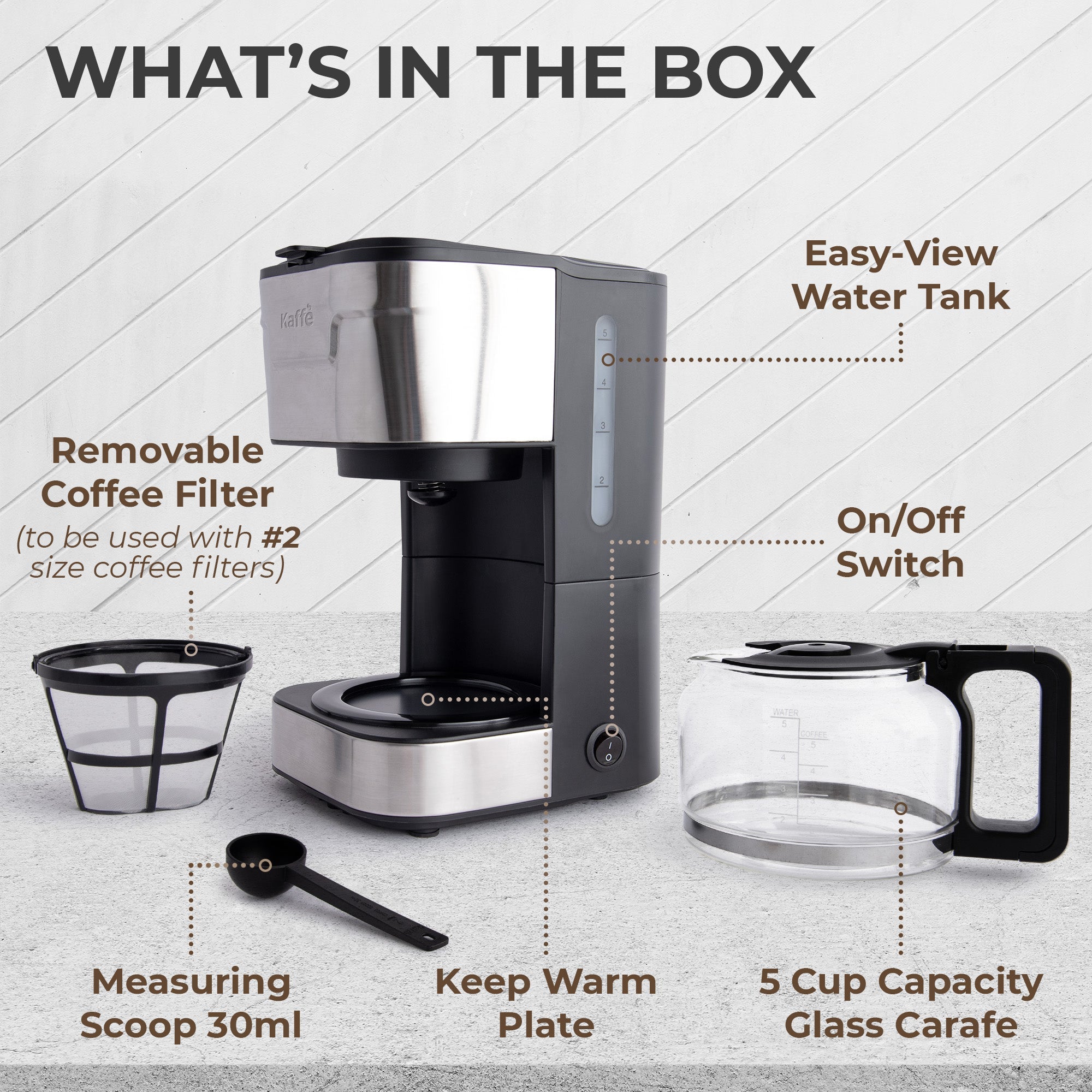 Coffee Maker (5-Cup) w/ Scoop, KFCM02